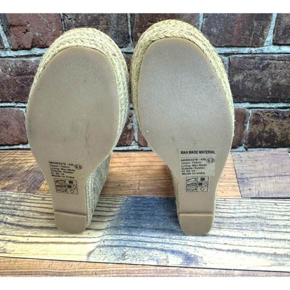 Not Rated Wedge Sandals Womens Size 8.5 Tan Jojo Woven Espadrille Open Toe Boho - Picture 10 of 11